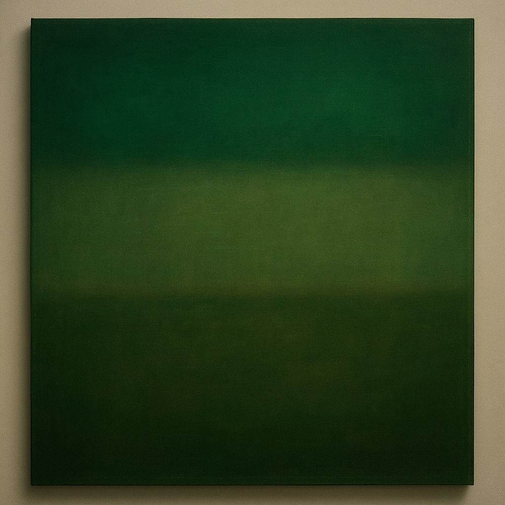 Forest Emerald & Deep Moss Contemplative Field No. 17 Oil Painting - View 1