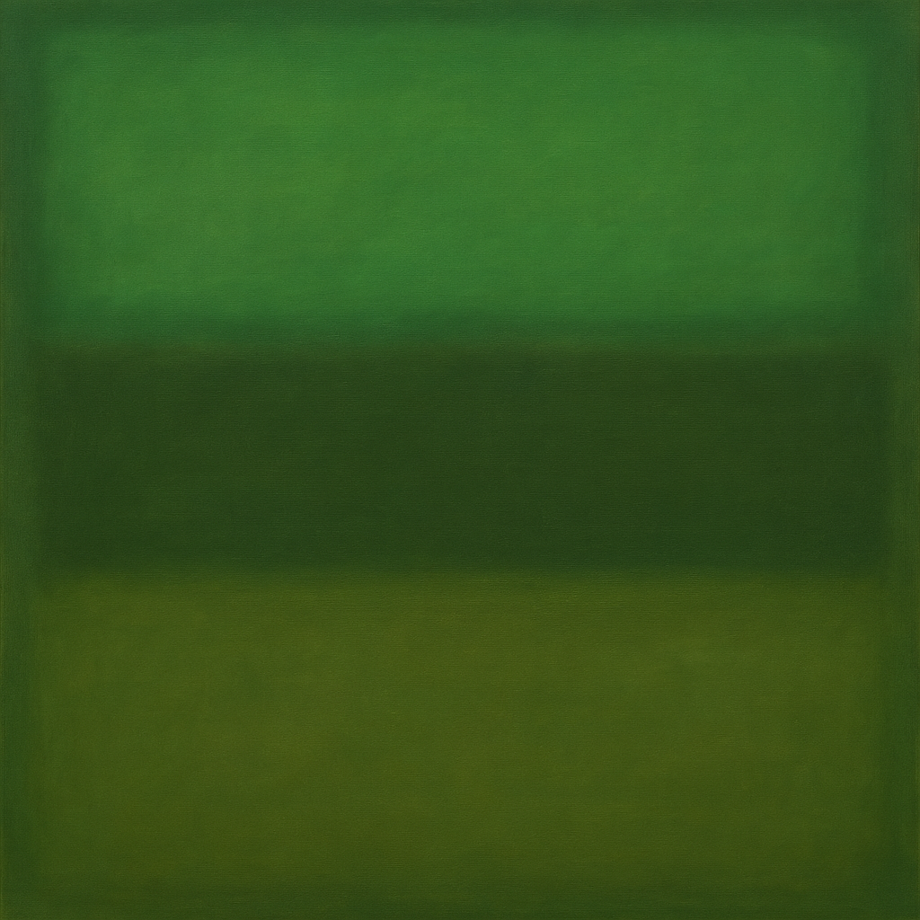Forest Emerald & Deep Moss Contemplative Field No. 5 Oil Painting - View 1