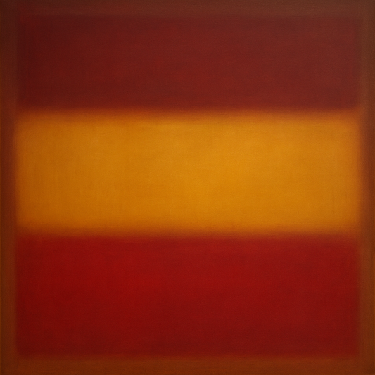 Crimson Burgundy & Saffron Gold Color Vibrations No. 21 Oil Painting - View 1