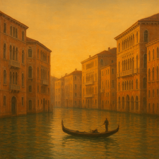 Venetian Canal Palaces at Golden Hour No. 2 Oil Painting 100% Hand Painted Oil on Belgian Linen Canvas, Original Fine Art Wall Decor
