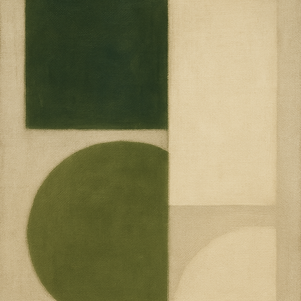 Forest Emerald & Chalk Interlock No. 6 - Modern Fine Art Oil Painting - View 1