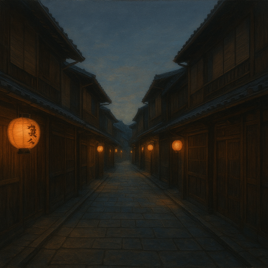 Old Kyoto Gion Alley in Soft Lantern Light No. 25 Oil Painting 100% Hand Painted Oil on Belgian Linen Canvas, Original Fine Art Wall Decor