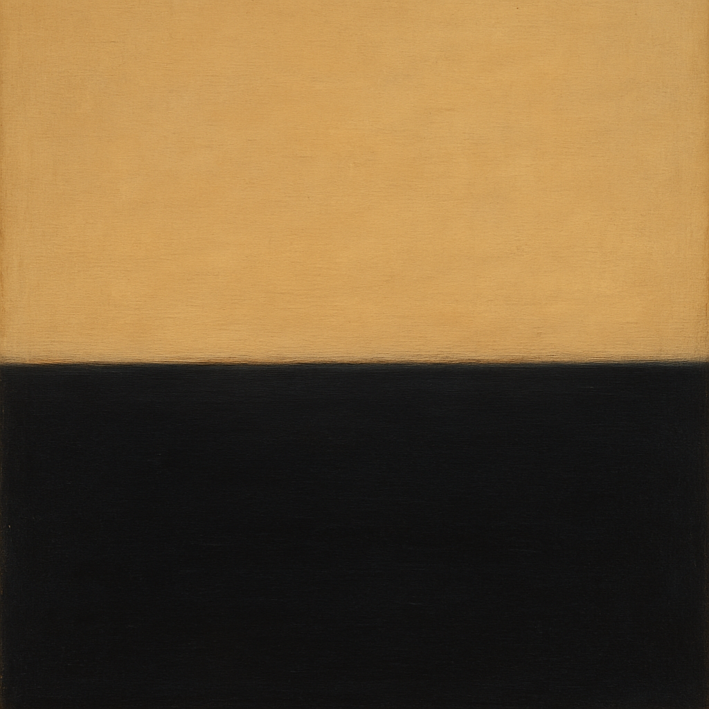 Onyx & Warm Biscuit Horizon No. 9 - Modern Fine Art Oil Painting - View 1