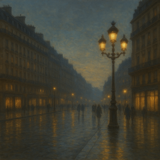Rainy Parisian Boulevard at Twilight No. 27 Oil Painting 100% Hand Painted Oil on Belgian Linen Canvas, Original Fine Art Wall Decor