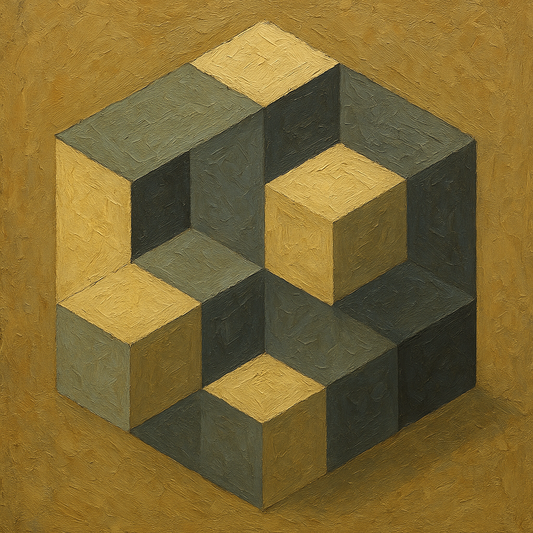 Isometric Modernist Cube Abstraction No. 5 Oil Painting - 100% Hand-Painted Master Oil Painting
