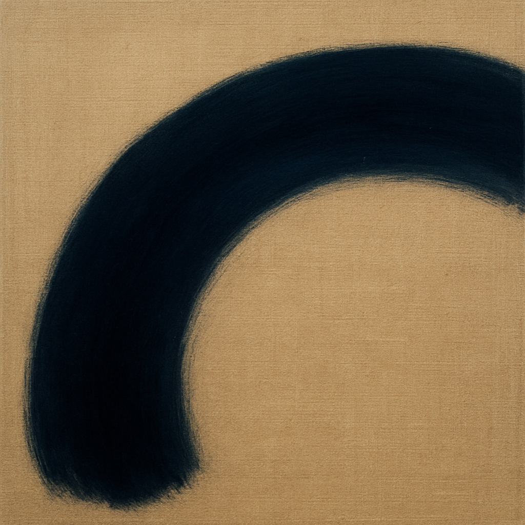 Navy Indigo & Warm Sand Sweep No. 2 - Modern Fine Art Oil Painting - View 1