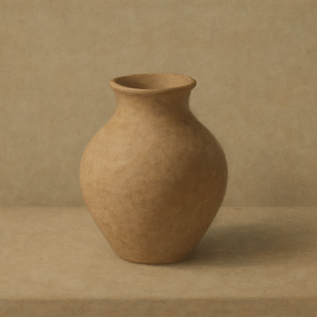 Organic Clay Vessel & Solitary Shadow No. 13 Oil Painting - View 1
