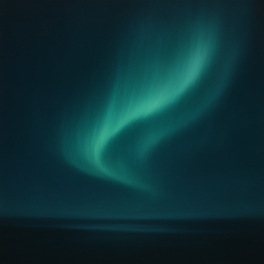 Aurora Borealis Veil in Deep Midnight Indigo No. 9 Oil Painting 100% Hand Painted Oil on Belgian Linen Canvas, Original Fine Art Wall Decor