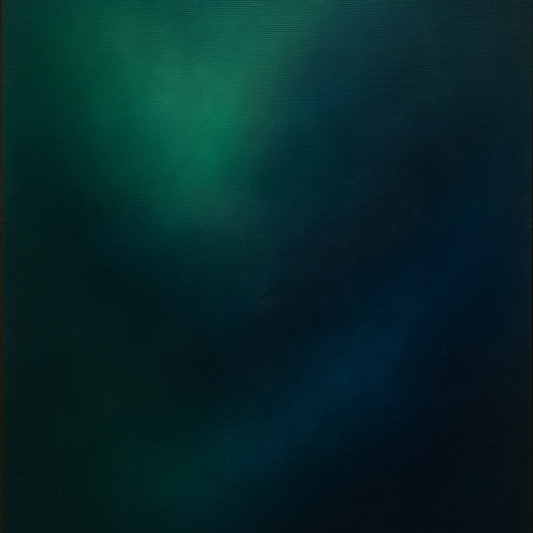 Emerald & Midnight Sapphire Sfumato Immersion No. 14 Oil Painting 100% Hand Painted Oil on Belgian Linen Canvas, Original Fine Art Wall Decor