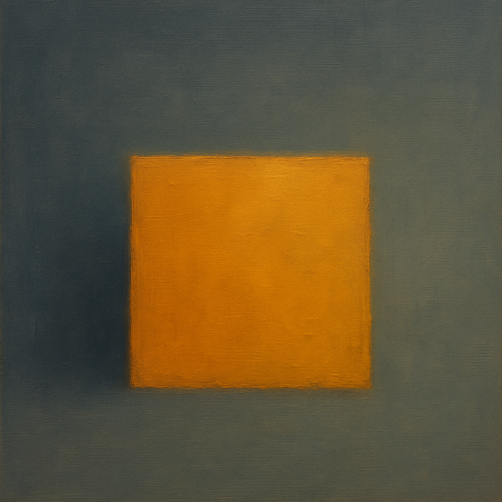 Cadmium Amber & Slate Grey Block No. 10 - Modern Fine Art Oil Painting - View 1