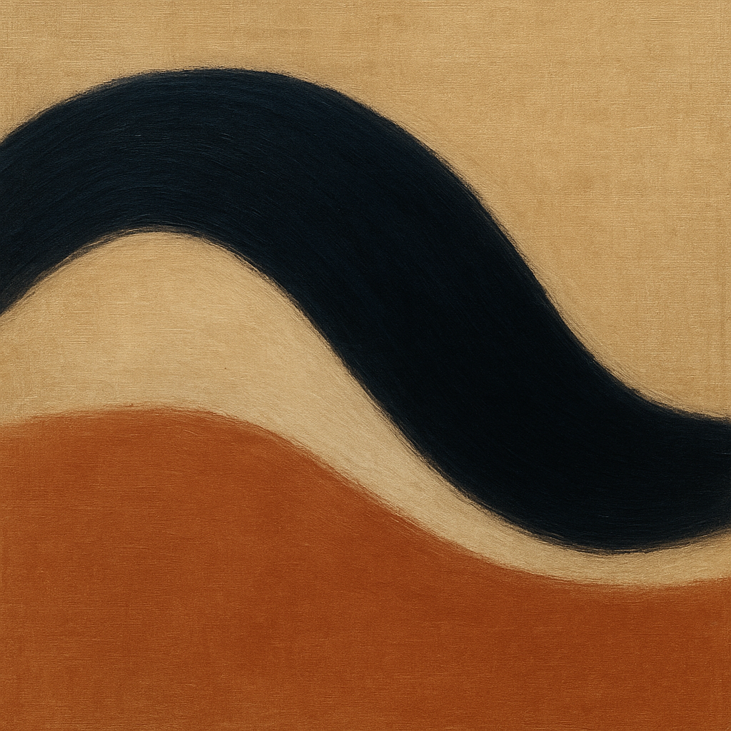 Navy Indigo & Warm Sand Sweep No. 2 - Modern Fine Art Oil Painting - View 1