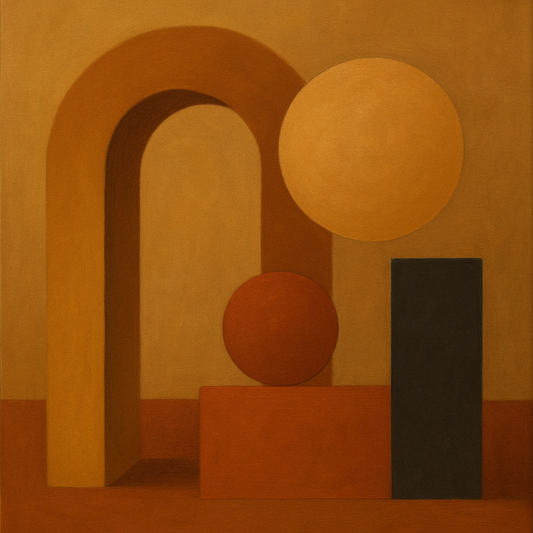 Arch & Circle Equilibrium in Warm Earth Tones No. 14 Oil Painting 100% Hand Painted Oil on Belgian Linen Canvas, Original Fine Art Wall Decor