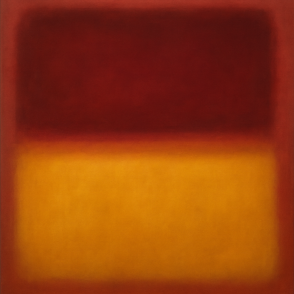 Crimson Burgundy & Saffron Gold Color Vibrations No. 14 Oil Painting - View 1