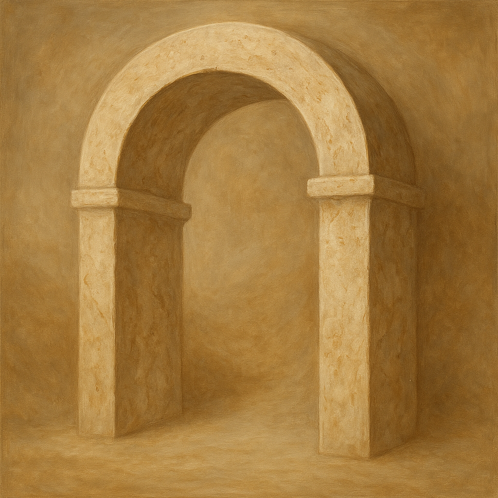 Travertine Stone Arch & Earth Tones No. 3 Oil Painting 100% Hand Painted Oil on Belgian Linen Canvas, Original Fine Art Wall Decor