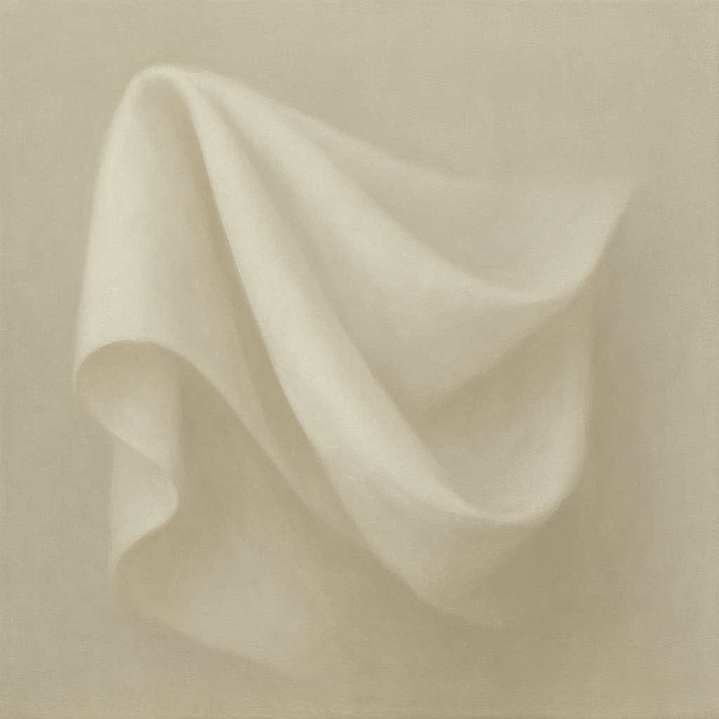 Alabaster Linen Texture Fold No. 4 - Modern Fine Art Oil Painting - View 1