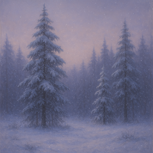 Quiet Pine Forest in Gentle Twilight Snow No. 9 Oil Painting - View 1