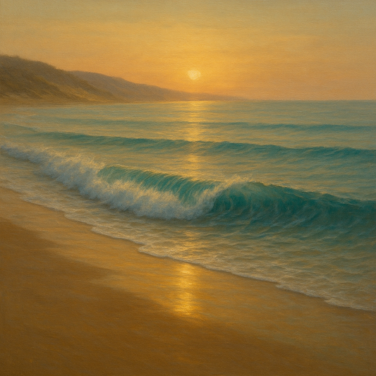 Gentle Breaking Waves & Wet Beach Reflection No. 12 Oil Painting 100% Hand Painted Oil on Belgian Linen Canvas, Original Fine Art Wall Decor