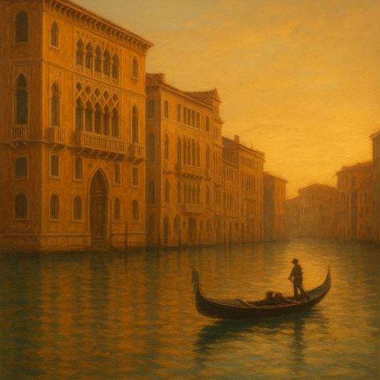 Venetian Canal Palaces at Golden Hour No. 26 Oil Painting 100% Hand Painted Oil on Belgian Linen Canvas, Original Fine Art Wall Decor