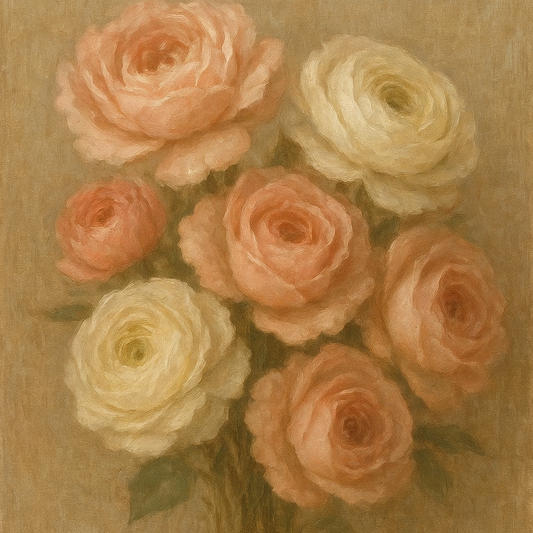 Velvet Rose & Ranunculus Floral Oil Painting - 100% Hand-Painted Master Oil Painting