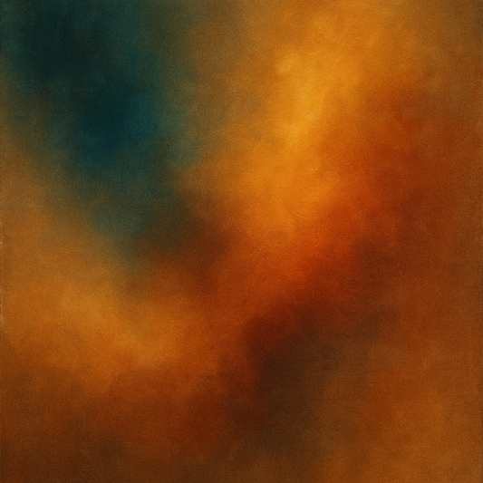 Deep Topaz & Spiced Terracotta Glow No. 19 Oil Painting 100% Hand Painted Oil on Belgian Linen Canvas, Original Fine Art Wall Decor