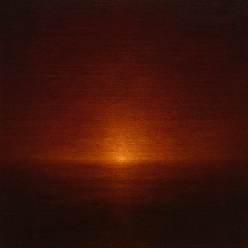Deep Garnet & Amber Candlelight Horizon No. 17 Oil Painting - View 1