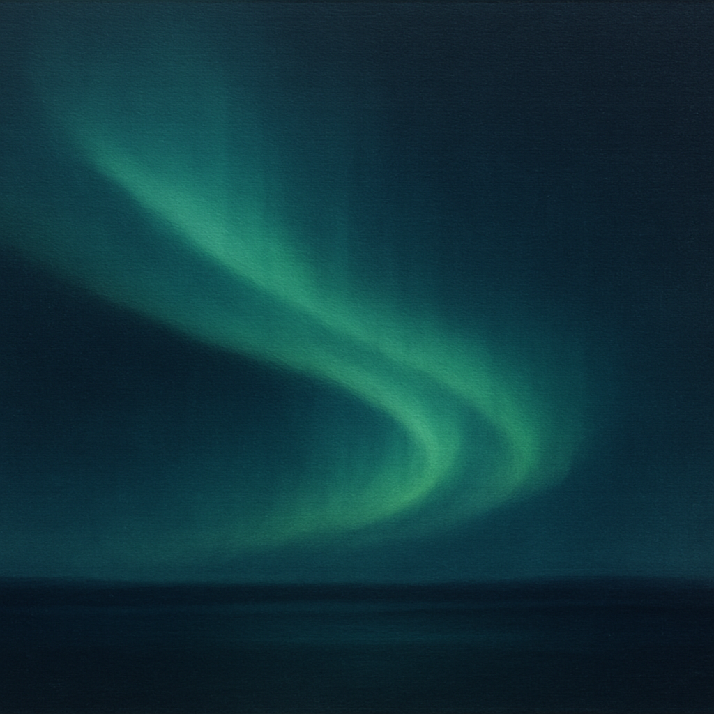 Aurora Borealis Veil in Deep Midnight Indigo No. 18 Oil Painting 100% Hand Painted Oil on Belgian Linen Canvas, Original Fine Art Wall Decor