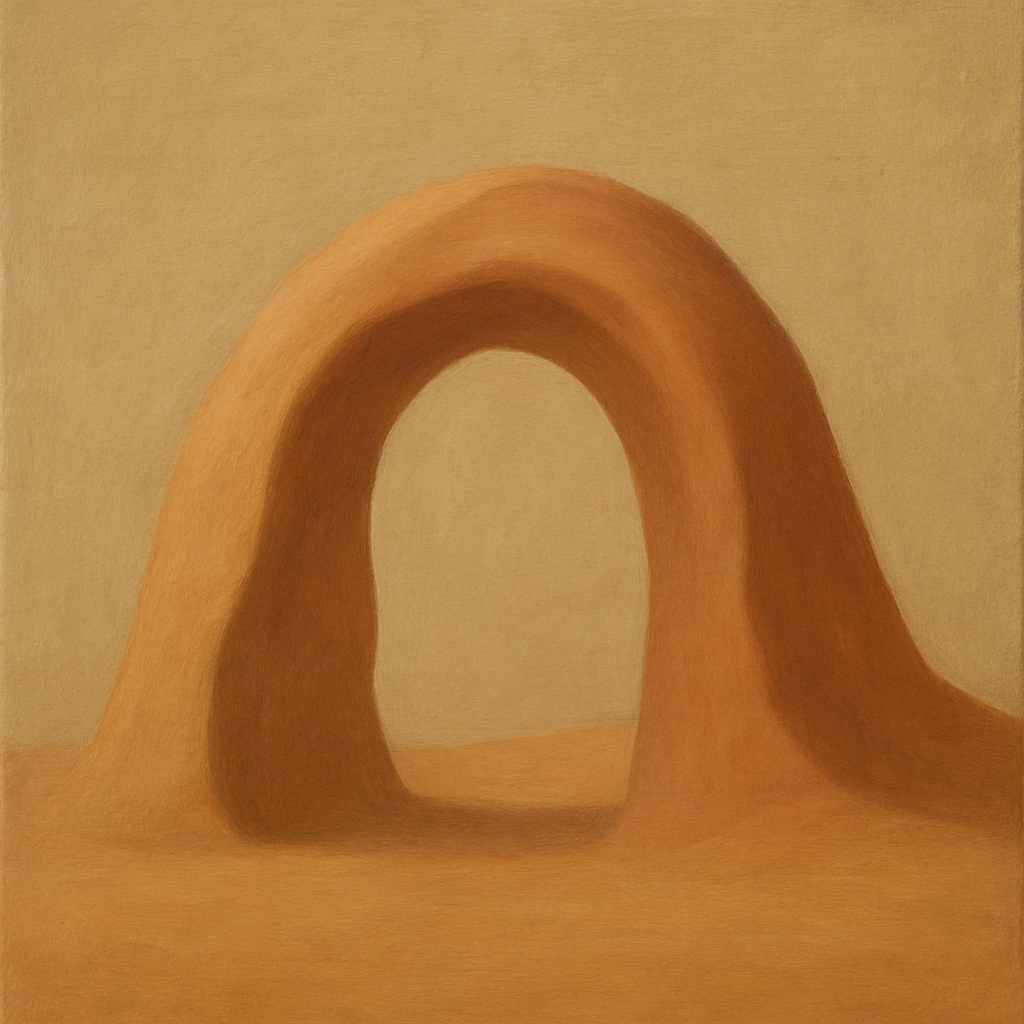 Warm Beige Travertine Arch No. 1 - Modern Fine Art Oil Painting - View 1