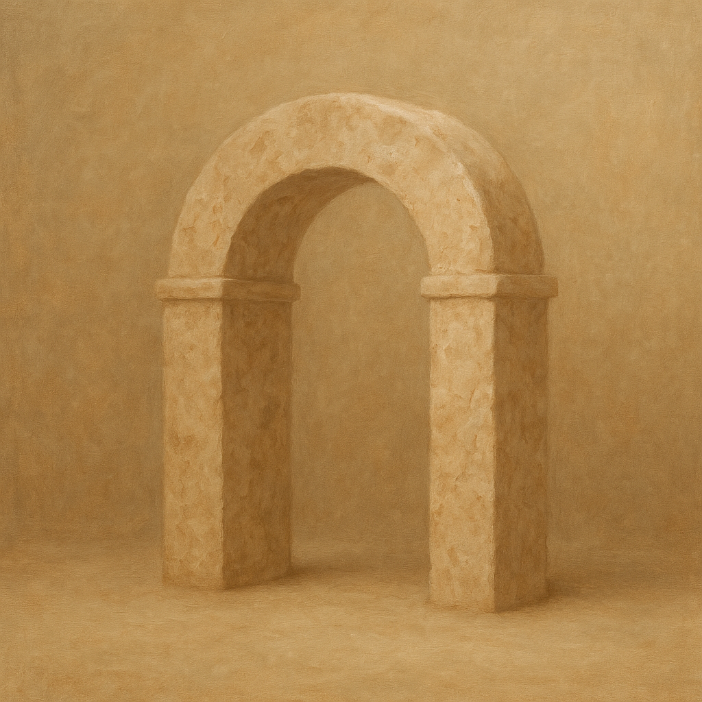 Travertine Stone Arch & Earth Tones No. 10 Oil Painting - View 1