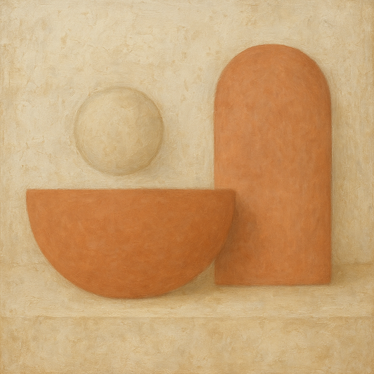 Earthy Terracotta & Weathered Plaster Wash No. 16 Oil Painting - View 1