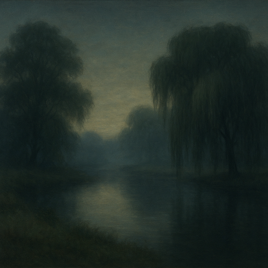 Tranquil Riverbank at Twilight Mist No. 9 Oil Painting - View 1