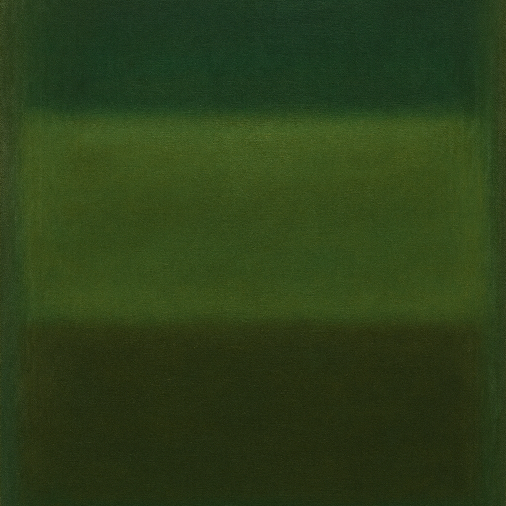 Forest Emerald & Deep Moss Contemplative Field No. 26 Oil Painting - View 1
