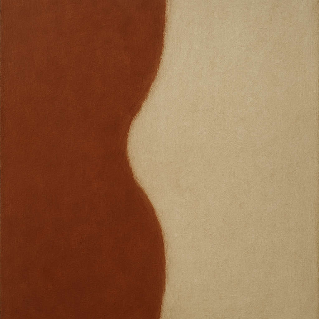 Burnt Umber & Greige Duet No. 7 - Modern Fine Art Oil Painting - View 1