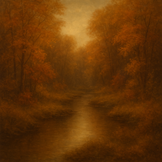 Secluded Woodland Brook in Autumn Glow Oil Painting 100% Hand Painted Oil on Belgian Linen Canvas, Original Fine Art Wall Decor