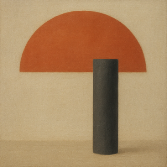 Semicircle Horizon & Minimalist Pillar No. 24 Oil Painting 100% Hand Painted Oil on Belgian Linen Canvas, Original Fine Art Wall Decor