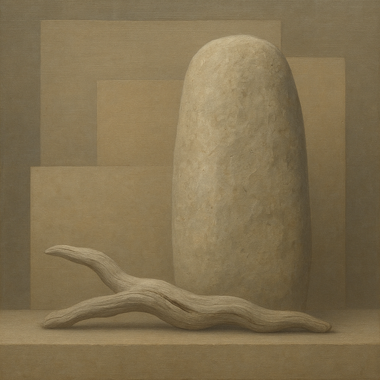 Driftwood Grey & Weathered Stone Monolith No. 25 Oil Painting 100% Hand Painted Oil on Belgian Linen Canvas, Original Fine Art Wall Decor
