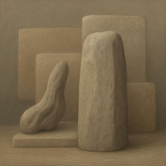 Driftwood Grey & Weathered Stone Monolith No. 16 Oil Painting - View 1