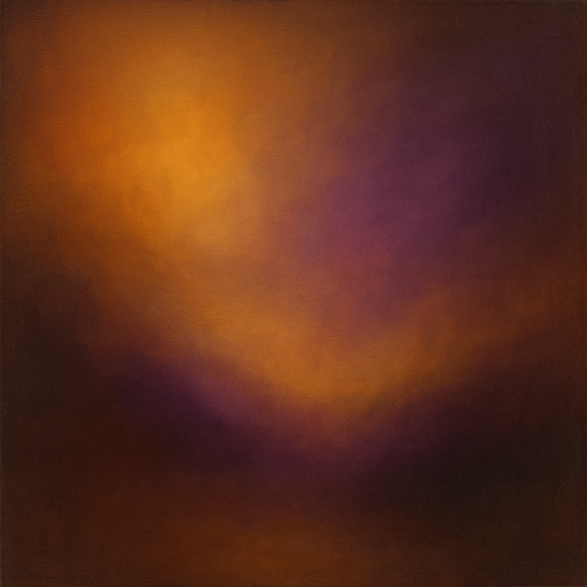 Burnt Amber & Velvet Amethyst Atmosphere No. 16 Oil Painting 100% Hand Painted Oil on Belgian Linen Canvas, Original Fine Art Wall Decor