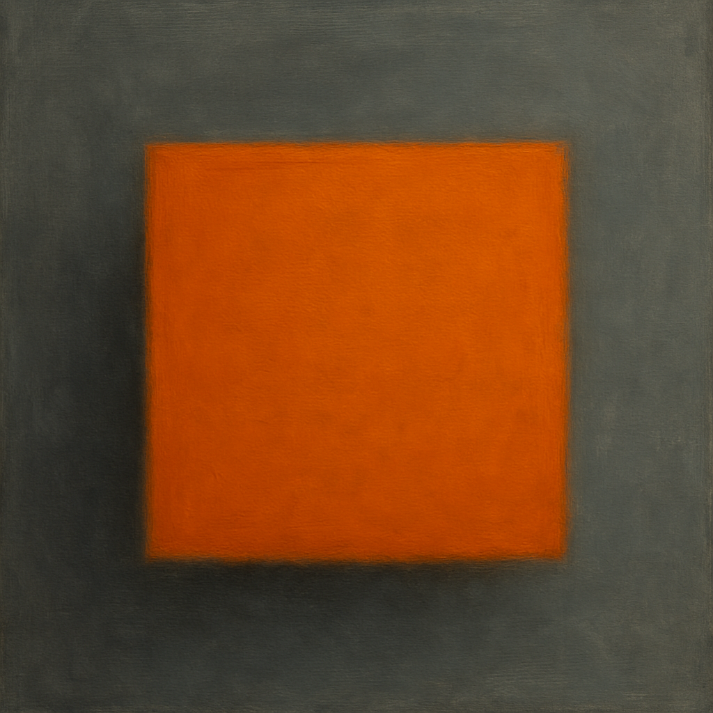 Cadmium Amber & Slate Grey Block No. 10 - Modern Fine Art Oil Painting - View 1