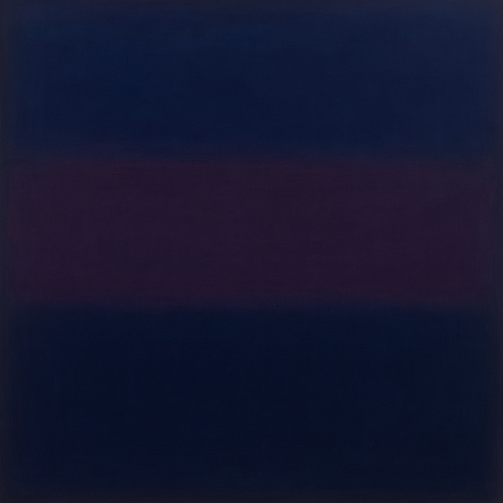 Deep Indigo & Midnight Plum Ambient Field No. 6 Oil Painting - View 1