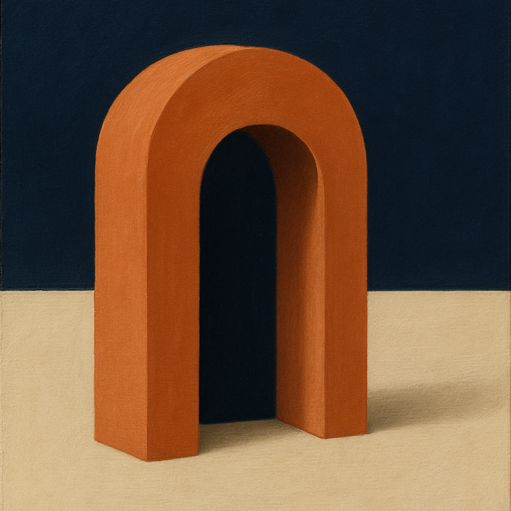 Terracotta Clay & Cream Arch No. 4 - Modern Fine Art Oil Painting - View 1