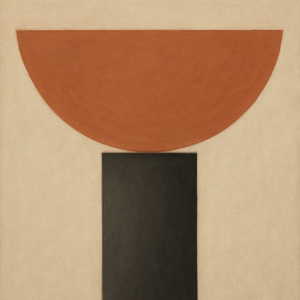 Semicircle Horizon & Minimalist Pillar No. 5 Oil Painting - View 1