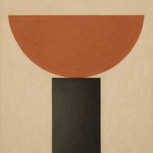 Semicircle Horizon & Minimalist Pillar No. 5 Oil Painting 100% Hand Painted Oil on Belgian Linen Canvas, Original Fine Art Wall Decor