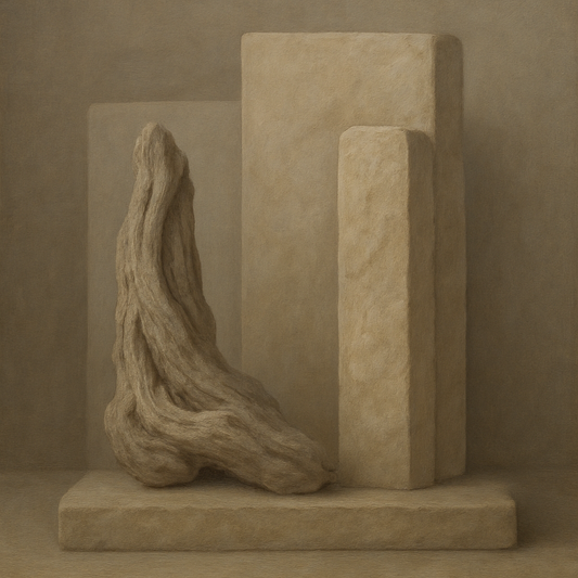 Driftwood Grey & Weathered Stone Monolith Oil Painting 100% Hand Painted Oil on Belgian Linen Canvas, Original Fine Art Wall Decor