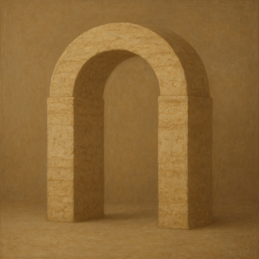 Travertine Stone Arch & Earth Tones No. 24 Oil Painting - View 1