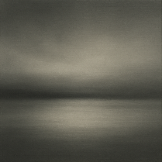 Monochrome Charcoal Drift & Soft Sfumato Horizon No. 5 Oil Painting 100% Hand Painted Oil on Belgian Linen Canvas, Original Fine Art Wall Decor