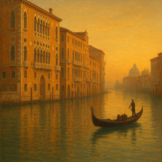 Venetian Canal Palaces at Golden Hour No. 20 Oil Painting 100% Hand Painted Oil on Belgian Linen Canvas, Original Fine Art Wall Decor