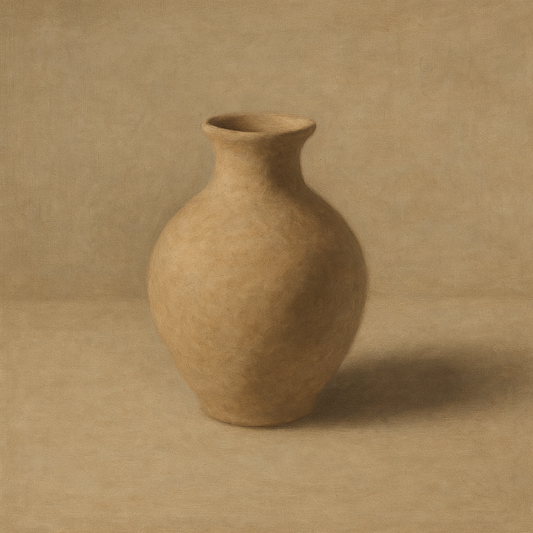 Organic Clay Vessel & Solitary Shadow No. 28 Oil Painting 100% Hand Painted Oil on Belgian Linen Canvas, Original Fine Art Wall Decor