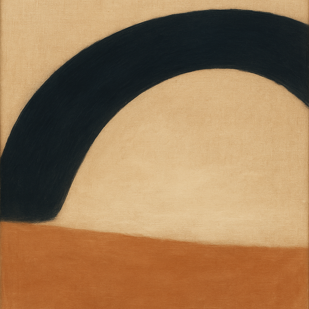 Navy Indigo & Warm Sand Sweep No. 2 - Modern Fine Art Oil Painting - View 1