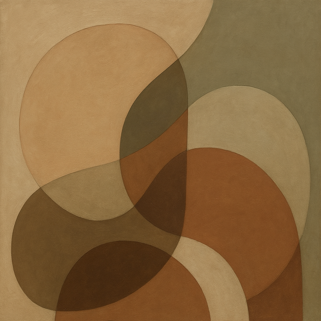 Organic Curved Shapes in Neutral Earth Pigments No. 13 Fine Art Oil Painting - View 1