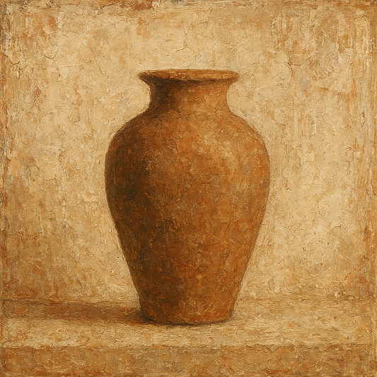 Weathered Clay Vessel Study Oil Painting - View 1